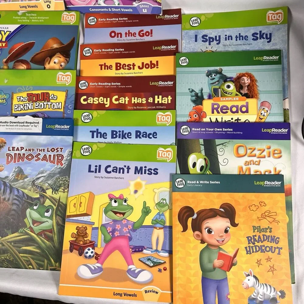27 Leap Frog Tag/LeapReader Early Reading Interactive Books Lot + Pen, USB